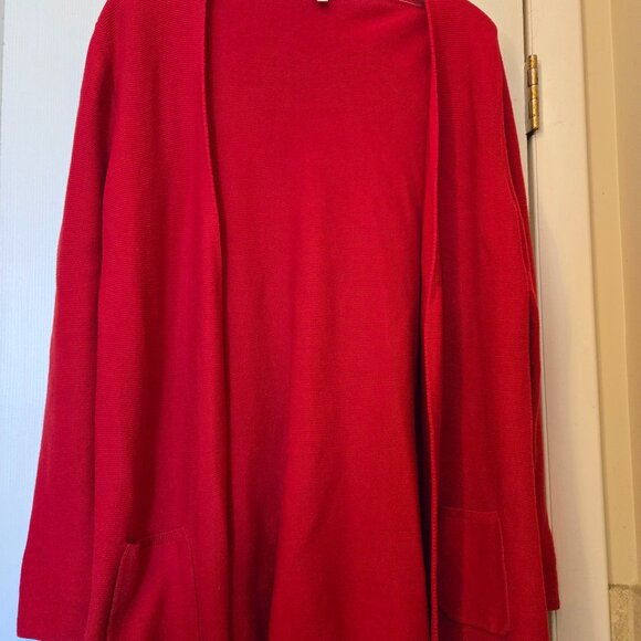 Talbots plus size open front red cardigan sweater - Picture 1 of 10
